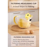 Egg Mixing Measuring Cup with Filter Heat-Resistant Baking Tool Egg Strainer Measuring Cup