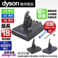 附發票保固18個月 送前後濾網 Janpost dyson副廠 V6 V7 V8電池 BSMI認證 SONY電芯