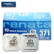 Velashop ถ่านนาฬิกา ถ่านกระดุม Renata 371 (SR920SW) Watch batteries Silver Oxide 1.55V (SWISS MADE) 