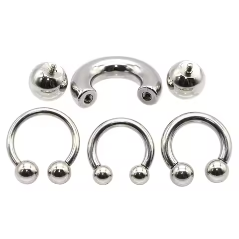 12G-00G Large Gauge Internally Threaded Stainless Steel Circular Barbell Nose Ring Hoop Septum Pierc
