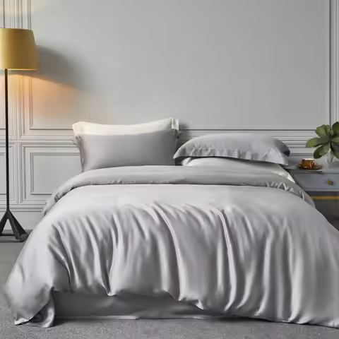 Natural Silk Bedding Set Luxury Quilt Cover Set Soft Duvet Cover Flat Sheet Pillowcases Queen King S