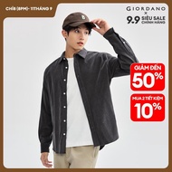 GIORDANO Men 100% Cotton Shirt Corduroy Long Sleeve Lose Design Casual Fashion Shirt For Men Free Sh