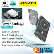【3C Certified】Awei PA-30 5000mAh Powerbank 20W Fast Charging Power Bank Magnetic Wireless Bank Kuasa