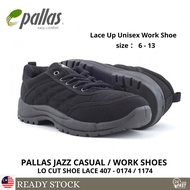 PALLAS JAZZ CASUAL BLACK WORK SHOES LO CUT SHOE LACE 407 - 0174 / 1174 | kasut kerja untuk dewasa [ 