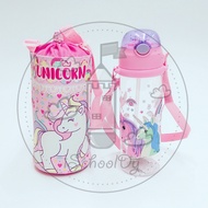 iSchoolDy Unicorn Water Bottle 600ML Water Bottle Bag Set