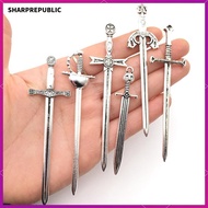 [Sharprepublic] 6pcs Knight Sword Pendants Swords Miniature Long Sword for DIY Craft Necklace Jewelr