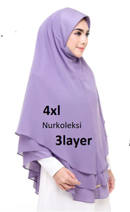 🔥4XL PREMIUM🔥TUDUNG SARUNG LABUH CHIFFON 3 LAYER BERDAGU AWNING SCUBA