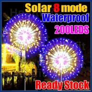 【Stock】200LED lampu raya solar outdoor waterproof Fireworks Lights 8 Modes for Lighting solar garden