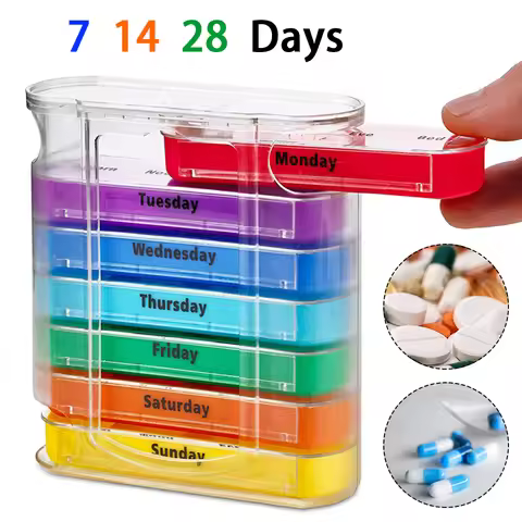7/14/28 Days Pill Medicine Box Weekly Monthly Tablet Holder Storage Organizer Container Case Pill Bo