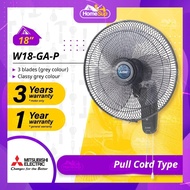 MITSUBISHI W18-Ga-p Wall Fan –18 Inch Fan Blade, Pull Cord Control, Classy Grey/White, Kipas Dinding