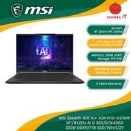 MSI Stealth A16 AI+ A3HVFG-043MY Gaming Laptop - 16" QHD+ IPS 240Hz/Ryzen AI 9 365/32GB DDR5/1TB SSD
