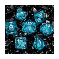 【Avo Shop123】 PETIBABE 7Pcs Resin Fluid Dice Set Black Blue Purple Polyhedral Liquid Dices Creative 