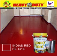 HE1416 INDIAN RED ( 5L ) HEAVY DUTY BRAND Two Pack Epoxy Floor Paint - 4 Liter Paint + 1 Liter harde