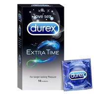 Durex Extra Time Condom for Men - 10 Count Performa Lubricant for Long Lasting Climax Delay DISCREET PACKING