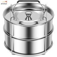 Stackable Steamer Insert Pans with Handle Lid 304 Stainless Steel Pot Stackable Pot in Pot Insert Do