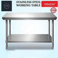 2 tier stainless steel kitchen working table storage rack heavy duty cooking table
