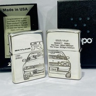 ZIPPO NISSAN GTR 1989 SILVER PLATE JAPAN 2 SIDE - GHOSTORE7