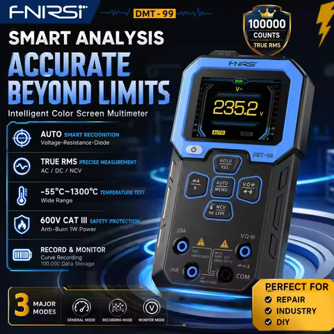FNIRSI DMT-99 Smart Multimeter True RMS NCV Auto Range 100000 Counts AC/DC Voltage Current Temperatu
