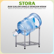 Single Gallon Rack with Faucet - Silver 1-Tier Drinking Water Gallon Storage
