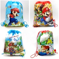Super Mario Theme Double-sided cartoon non-woven Bundle pocket Drawstring bag Baby Backpack Children Birthday Party Christmas bag