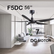 DEKA KRONOS F5DC DC Motor 56" BLACK 5 Blades Ceiling Fan With Remote Control