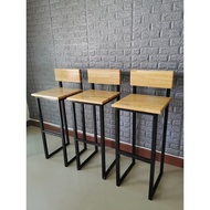 Bar Chair Loft Style Steel Frame Rubber Wood Top