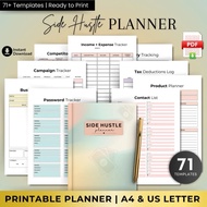 Side Hustle Planner - Printable Business Planner Bundle, Work from Home, Freelance Planner, Finance,