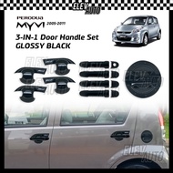 Perodua Myvi SE SE2 2005 - 2011 3 in 1 GLOSSY BLACK Door Handle Bowl Fuel Cap Cover Trim Accessories