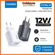 FOOMEE CC18s-M Charger 2 USB Port 2.4A + Micro Data Cable 1000mm MEEPLUS MC18-C Charger 1 USB + Type