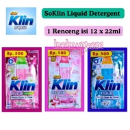 So Klin Liquid Deterjen 20ml x 12 Sachet SOKLIN Detergent Cair 20 ml Sachet Saset Rencengan Babygram Sabun Cuci Baju