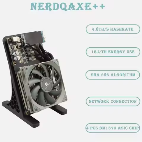 Bitaxe NerdQaxe++ BTC Solo Miner 4.8T-5TH/S 80W 4XBM1370 ASIC Chip Open Source Bitcoin Crypto Miner 
