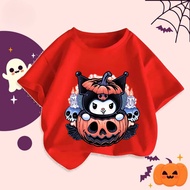【220G 100%Cotton T-shirt】NELLY Baju Halloween Kuromi Pumpkin T-Shirt Kids Trick or Treat Fashion Eve