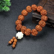Gelang Tasbih Biji Rudraksha TIbet Nepal 18mm Lotus / Gelang Tangan Manik Kayu Alami Variasi Bunga T