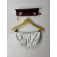 BERSHKA WHITE EMBROIDERED BANDEAU TOP