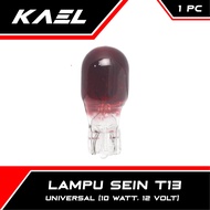 Bohlam T13 Sein-Kota-Senja 12V-10 Watt Lampu Sen Motor-Mobil Colok-Tancap Riting-Sign 12 Volt W Beat FI-F1-Pop-eSP/Vario 110-125-150 New LED/Scoopy-New/Spacy/Mio-M3-Z-S-Soul-Sporty/X-Ride 115-125/Supra-X-125-Fit/Blade/Revo-Absolute/Jupiter MX-Z