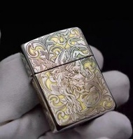 🎉全新有盒Zippo煤油火機 唐草貔貅 雙色鍍鉻