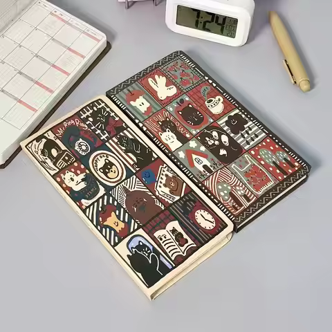Vintage Graffiti Daily Planner A6 Narrow Edition Diary Handbook Horizontal Line Grid Notebook Schedu