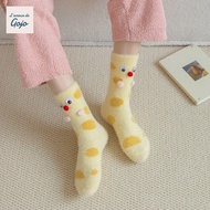 GOJO Mink Fur Socks, Cartoon Eyes Soft Plush Dot Socks, Kawaii Cute Eyes Hosiery Pile Up Sleeping So