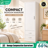 180cm Wardrobe 1 Door2 Drawer Wardrobe Bedroom Clothing Storage Cabinet Suitable for Apartments and 