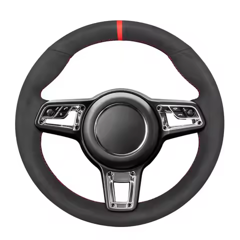 Black Faux Suede Car Steering Wheel Cover For Porsche 911 991 718 Boxster Cayman Spyder 982 918 Spyd