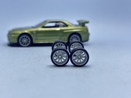 Z171 Hotwheels JDM Tayar Getah Rubber Wheels 10 Spoke CE28 Grey 10mm Long Axle For Nissan Skyline R3
