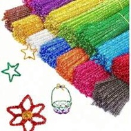 200/100/50pcs Glitter Tube Cleaning Rods, Tube Cleaning Rod Craft Set, Shiny Handmade Material Rods 