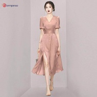 TEMPESO ┅○ Modern Filipiniana Dress Pluz Size Dress Trendy Korean Formal Boho dress Socialite High-G