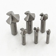 Round Shank 6pcs/set 3 Flute Hss Hard Metals Natural Color Three Edge Chamfer Chamfering End Mill Cutter Countersink Drill Bit