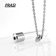 PRASI Glass Bottle Necklace, Fillable with Chain Wishing Bottle, Keepsake Ashes Holder DIY Memorial 