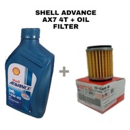 SHELL ADVANCE  AX7  10-40W 4T LUBRICANT  + OIL FILTER