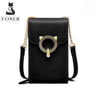 FOXER Women Cow Leather Cellphone Bags Girl Mini Crossbody Bag Small Flap Fashion Young Female Cross