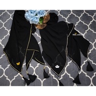 KHIMAR.INSTANT.BLACK.TEMBORO ZIPPER TASEL VEIL. ZAINA VEIL. FULL BEAD VEIL