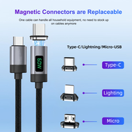 Modem to Powerbank Connector 3 IN 1 Micro-USB 80Gbps 60W Magnetic Adapter Type C To USB C Fast Charg