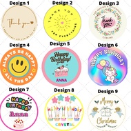 Custom/Personalised_Gift Bag Sticker Labels_Circle_Birthday/Wishes/Thank You/Merry Christmas